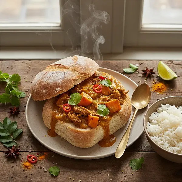 Bunny Chow z Szarpaną Wołowiną i Batatami w Aromatycznym Curry