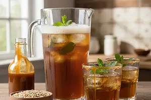 Homemade Bread Kvass with a Hint of Caramel and Mint