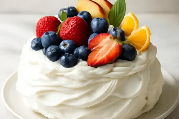 Pavlova z owocami sezonowymi