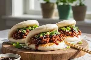 Asian Bao Buns with Pulled Pork in Hoisin Sauce