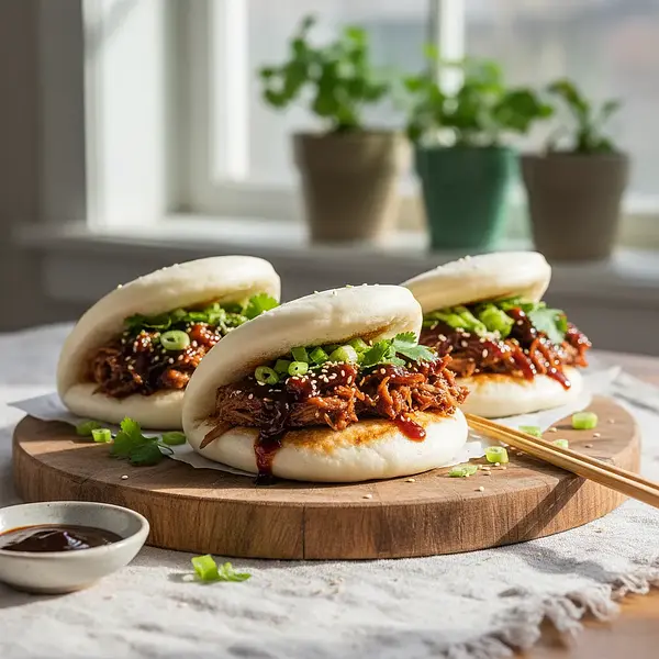 Azjatyckie Bułeczki Bao z Szarpaną Wieprzowiną w Sosie Hoisin