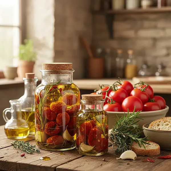 Aromatic Tomatoes in Oil with Herbs for Winter