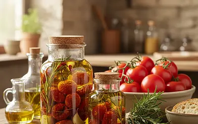 Aromatic Tomatoes in Oil with Herbs for Winter