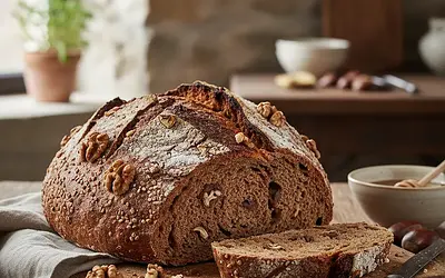 Rustic Walnut-Buckwheat Bread with a Hint of Chestnut