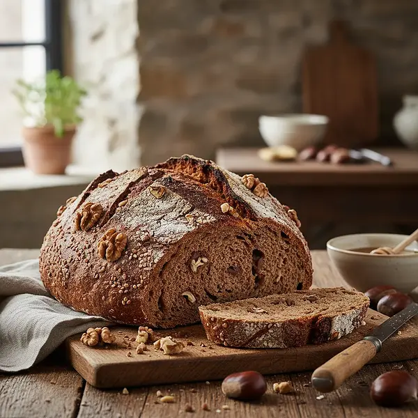 Rustic Walnut-Buckwheat Bread with a Hint of Chestnut