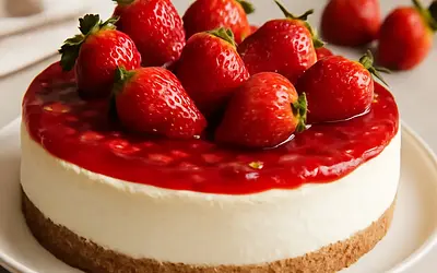 Cold Cheesecake with Strawberries