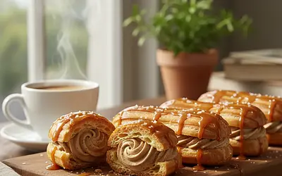 Caramel Eclairs with Coffee Cream