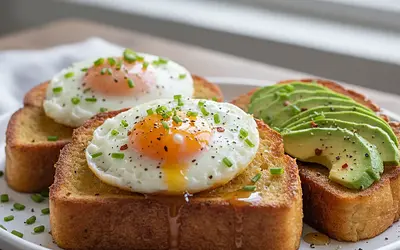 French Toast with Baked Egg and Avocado from the Air Fryer