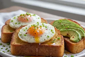 French Toast with Baked Egg and Avocado from the Air Fryer