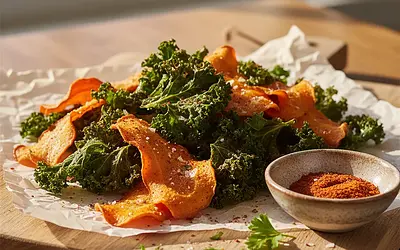 Crispy Kale and Carrot Chips with a Hint of Smoked Paprika