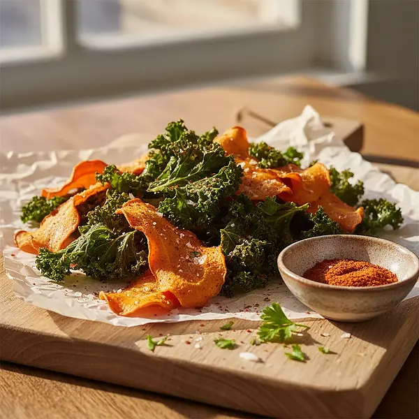 Crispy Kale and Carrot Chips with a Hint of Smoked Paprika