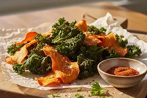 Crispy Kale and Carrot Chips with a Hint of Smoked Paprika