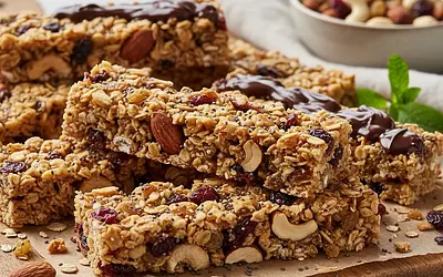 Homemade Muesli Bars with Nuts and Dried Fruits