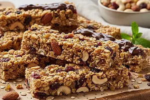 Homemade Muesli Bars with Nuts and Dried Fruits