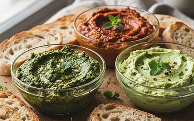 Trio of Aromatic Herb Spreads for Bread