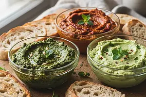 Trio of Aromatic Herb Spreads for Bread