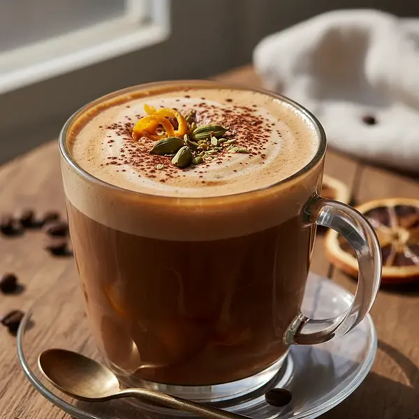 Aksamitna Mocha z Nutą Pomarańczy i Kardamonu