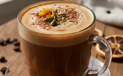 Aksamitna Mocha z Nutą Pomarańczy i Kardamonu