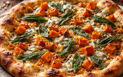 Autumn Pizza with Pumpkin, Sage, and Gorgonzola Cheese
