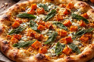 Autumn Pizza with Pumpkin, Sage, and Gorgonzola Cheese