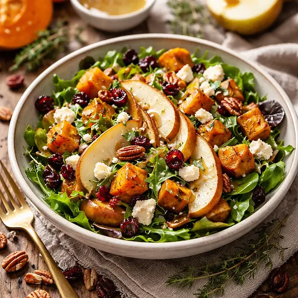 Jesienna Sałatka z Pieczoną Dynią, Gruszką i Serem Gorgonzola