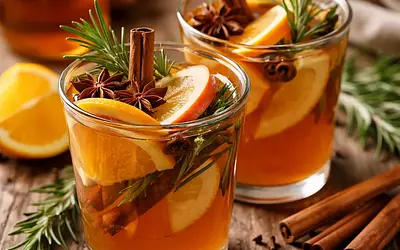 Spiced Apple Mulled Wine with Rosemary and Orange