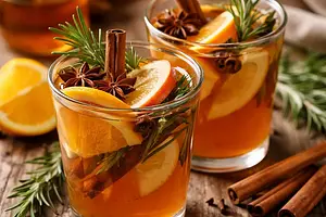Spiced Apple Mulled Wine with Rosemary and Orange