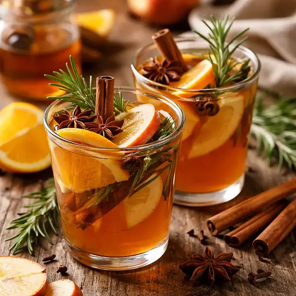 Spiced Apple Mulled Wine with Rosemary and Orange