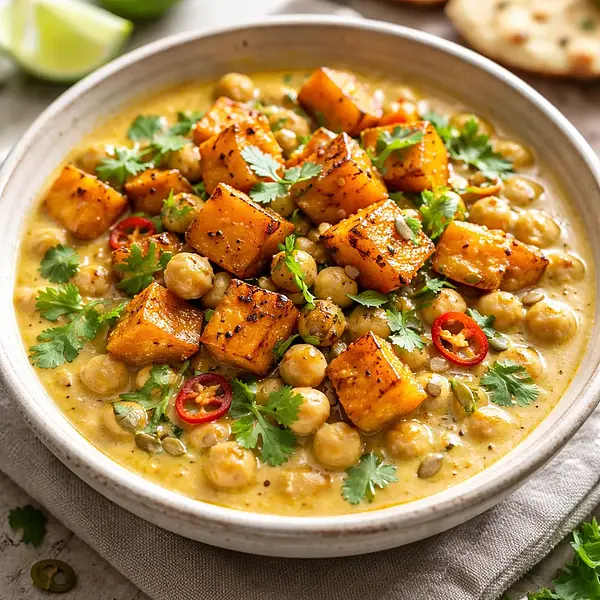 Creamy Curry with Roasted Pumpkin and Chickpeas