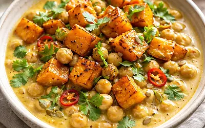 Creamy Curry with Roasted Pumpkin and Chickpeas