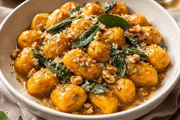 Aksamitne Gnocchi Dyniowe w Maśle Szałwiowym z Orzechami
