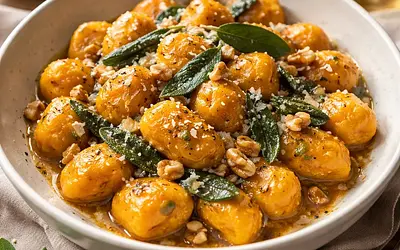 Velvety Pumpkin Gnocchi in Sage Butter with Nuts