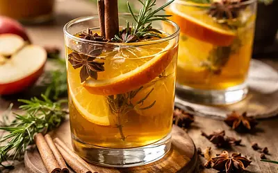 Spiced Apple Mulled Wine with Rosemary and Orange