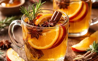 Spiced Apple Mulled Wine with Orange and Rosemary
