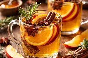 Spiced Apple Mulled Wine with Orange and Rosemary