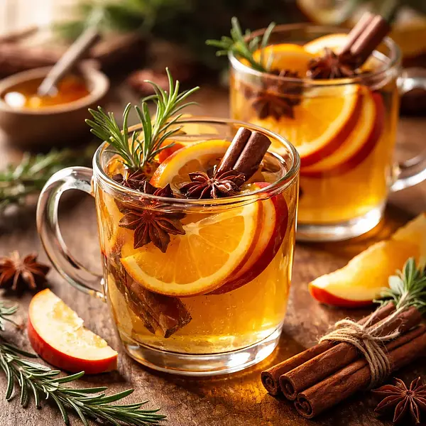 Spiced Apple Mulled Wine with Orange and Rosemary