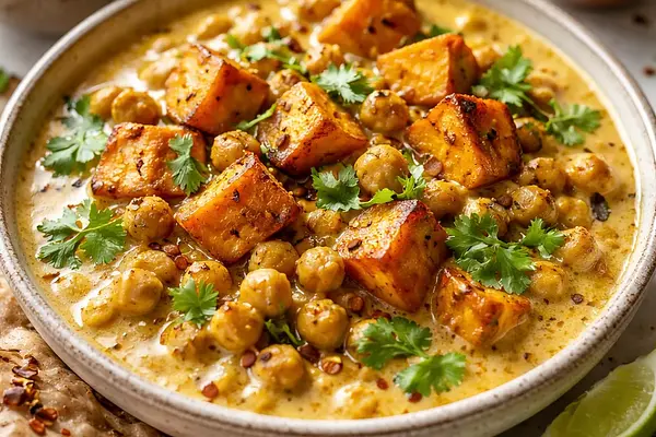 Kremowe Curry z Pieczoną Dynią i Ciecierzycą