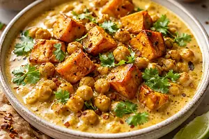 Kremowe Curry z Pieczoną Dynią i Ciecierzycą