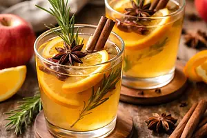 Spiced Apple Mulled Wine with Rosemary and Orange
