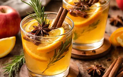 Spiced Apple Mulled Wine with Rosemary and Orange