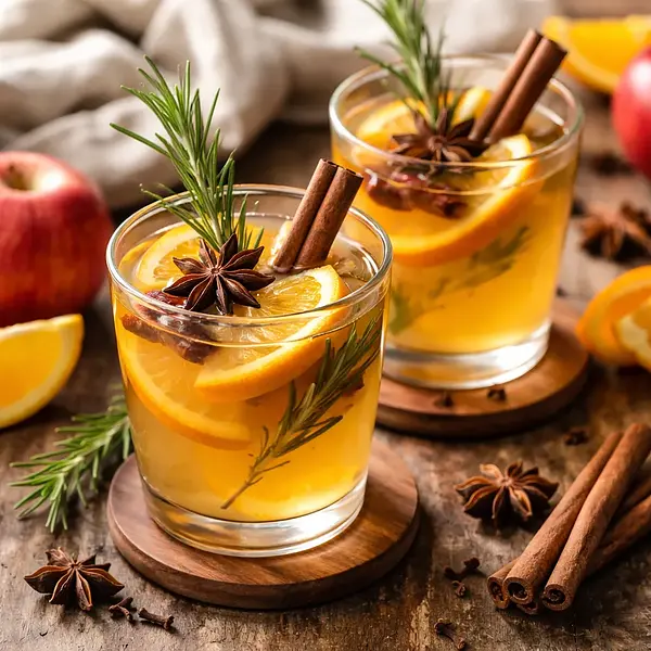 Spiced Apple Mulled Wine with Rosemary and Orange
