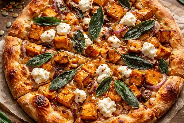 Jesienna Pizza z Dynią, Szałwią i Kozim Serem