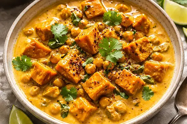 Kremowe Curry z Pieczoną Dynią i Ciecierzycą