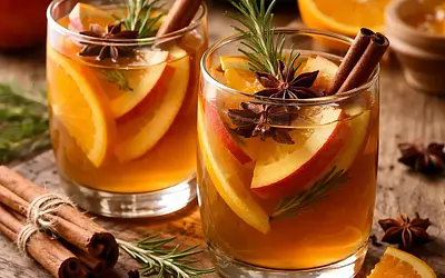 Spiced Apple Mulled Wine with Rosemary and Orange