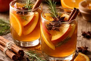 Spiced Apple Mulled Wine with Rosemary and Orange