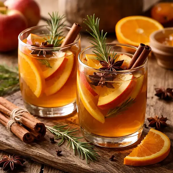 Spiced Apple Mulled Wine with Rosemary and Orange