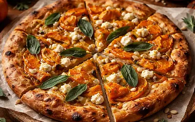 Jesienna Pizza z Dynią, Kozim Serem i Szałwią