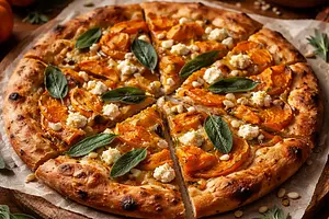 Jesienna Pizza z Dynią, Kozim Serem i Szałwią