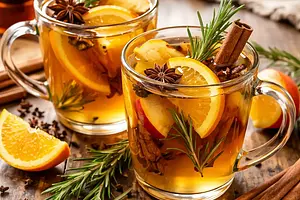 Spiced Apple Mulled Wine with Rosemary and Orange