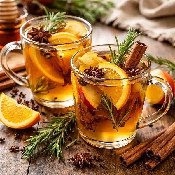 Spiced Apple Mulled Wine with Rosemary and Orange